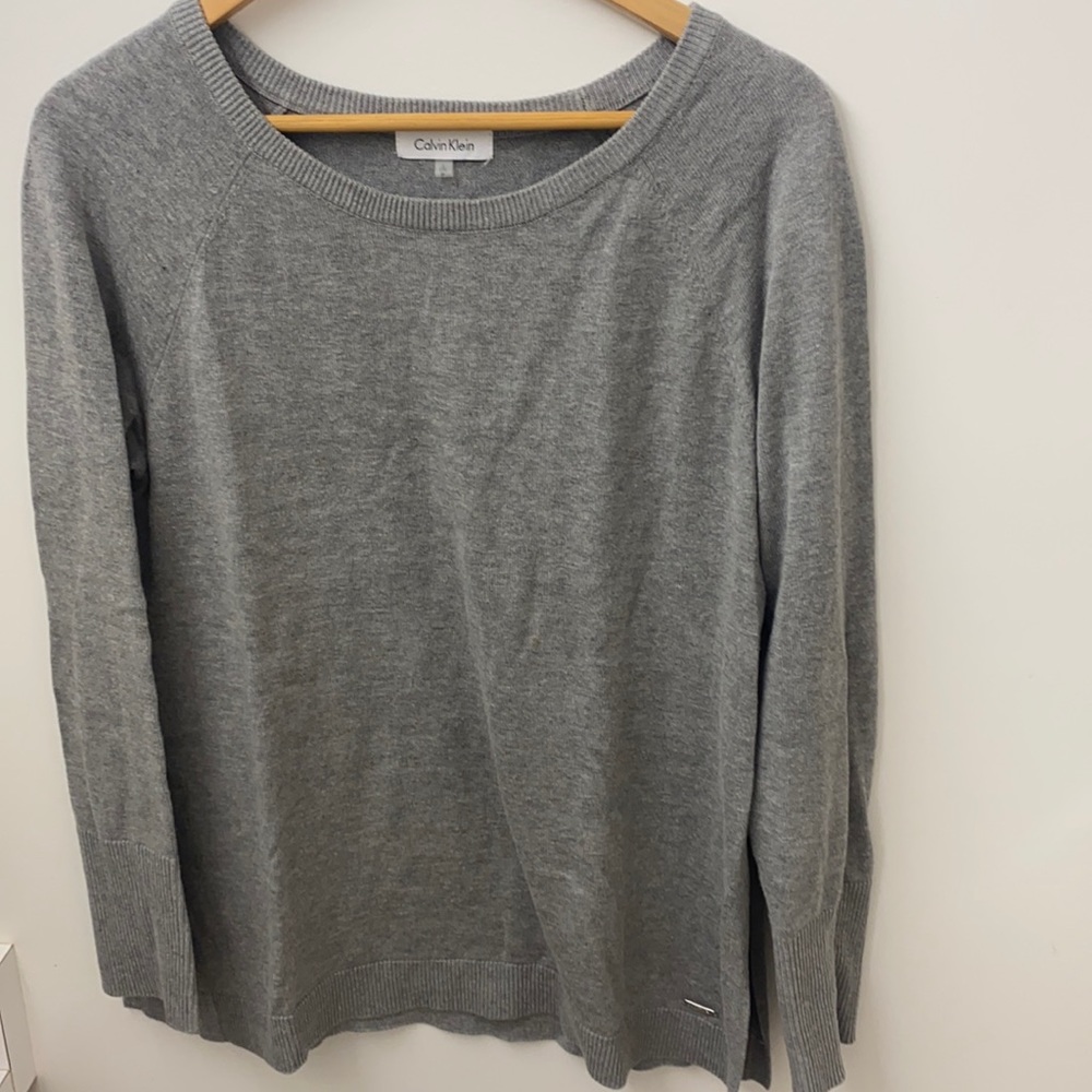 Calvin Klein grey sweater both side slits open